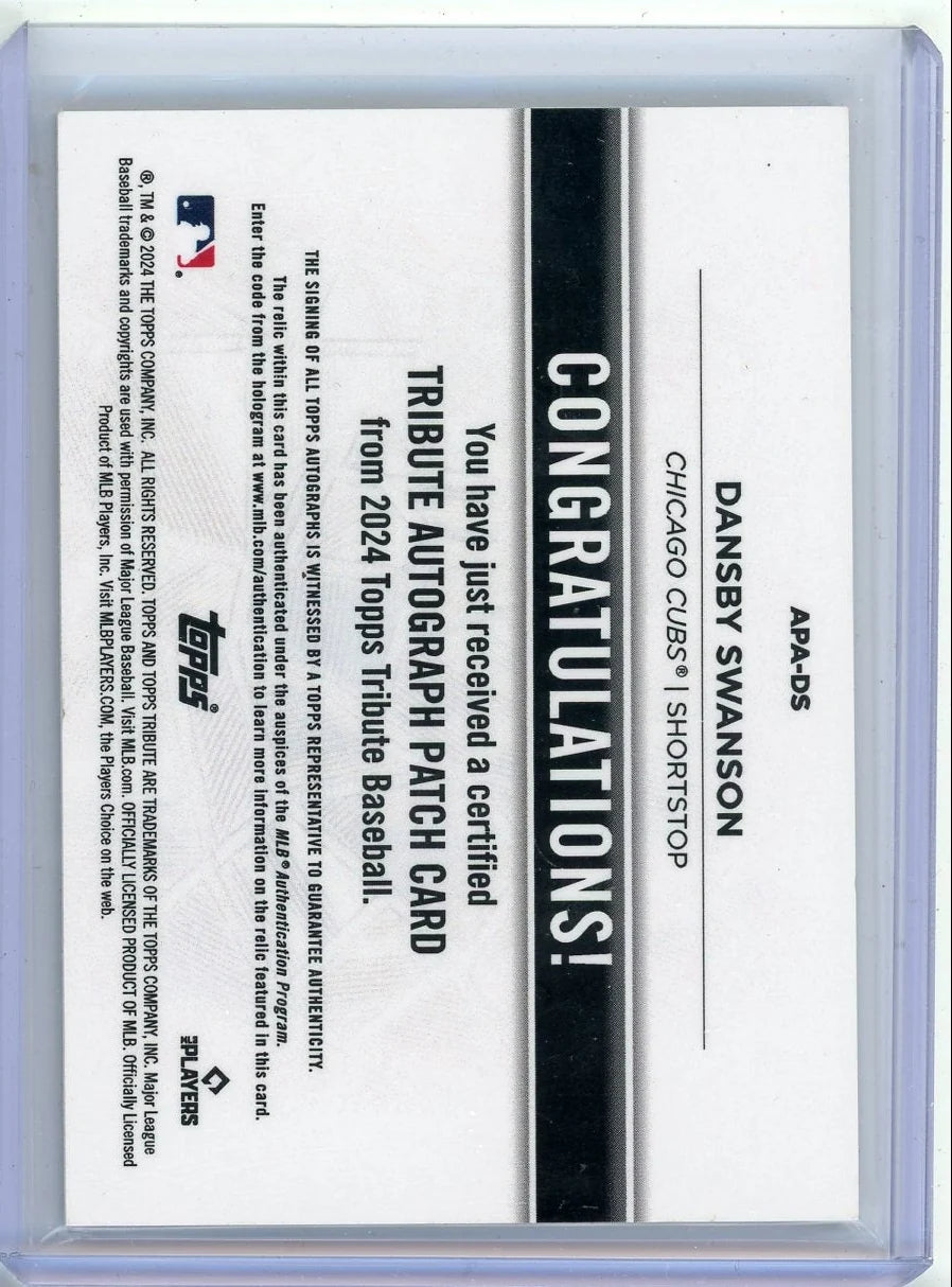 Dansby Swanson 2024 Topps Tribute autograph relic #'d 19/50
