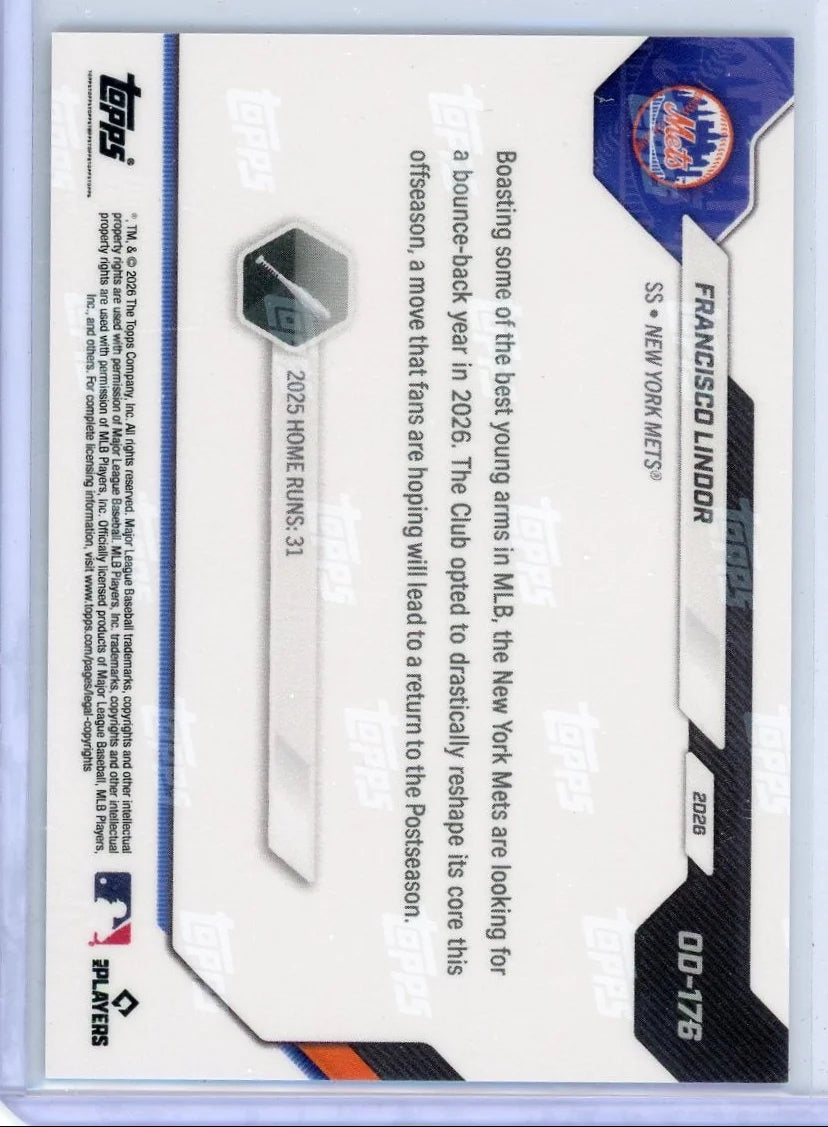 Francisco Lindor 2026 Topps Now Opening Day Gold Foil #'d 17/50
