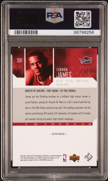 LeBron James 2003 Upper Deck #301 rookie card PSA 9