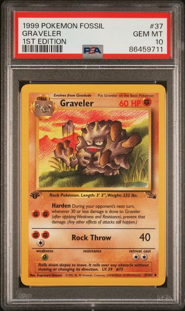 Graveler 1999 Pokemon Fossil 1st Edition non holo PSA 10