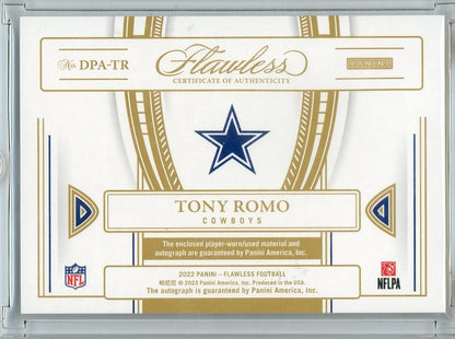Tony Romo 2022 Panini Flawless Football Distinguished Patch Autograph #'d 07/20