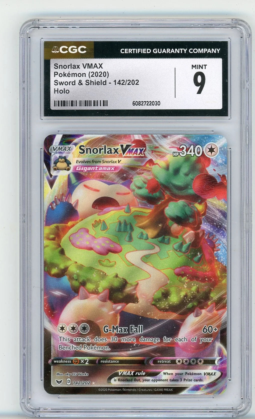 Snorlax VMAX 2020 Pokemon Sword & Shield Base Set holo #142/202 CGC 9