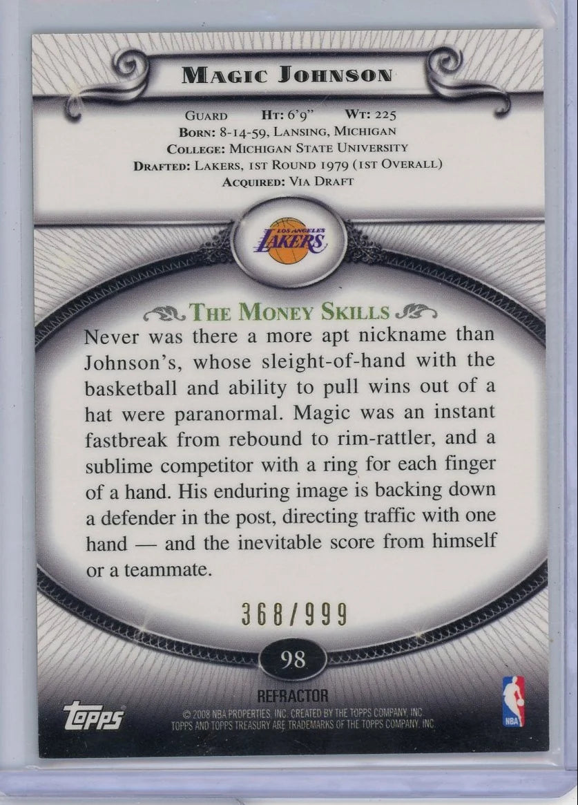 Magic Johnson 2008 Topps Treasury refractor #'d 368/999