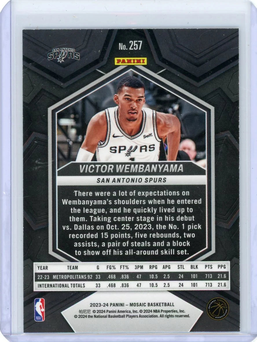 Victor Wembanyama 2023-24 Panini Mosaic Victor Wembanyama NBA Debut Rookie