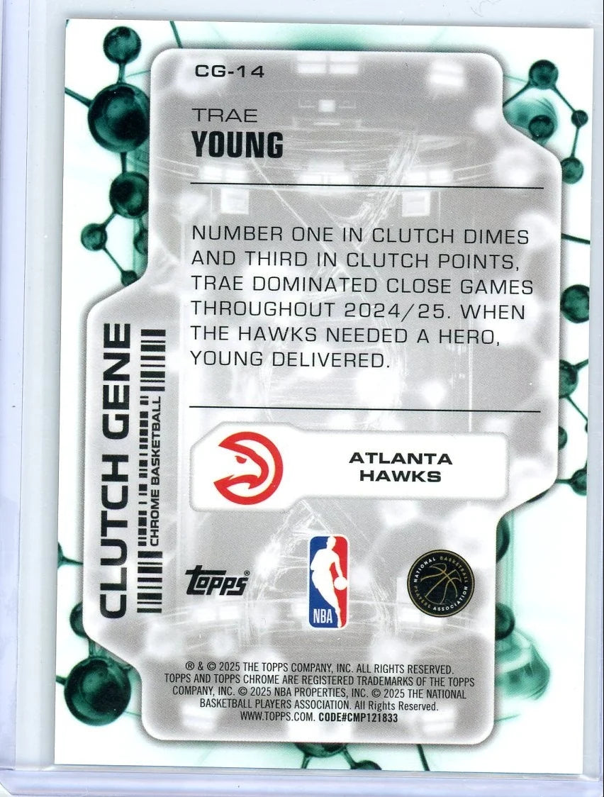 Trae Young 2025 Topps Chrome Basketball Clutch Gene Orange Geometric Refractor #'d 17/25