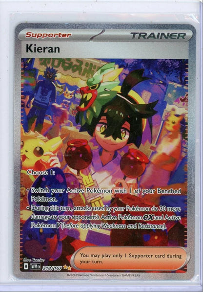 Kieran 2024 Pokemon Twilight Masquerade Special Illustration rare holo 218/167
