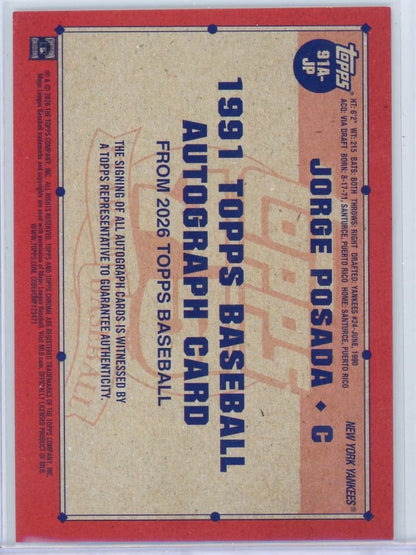 Jorge Posada 2026 Topps Series 1 1991 Autograph