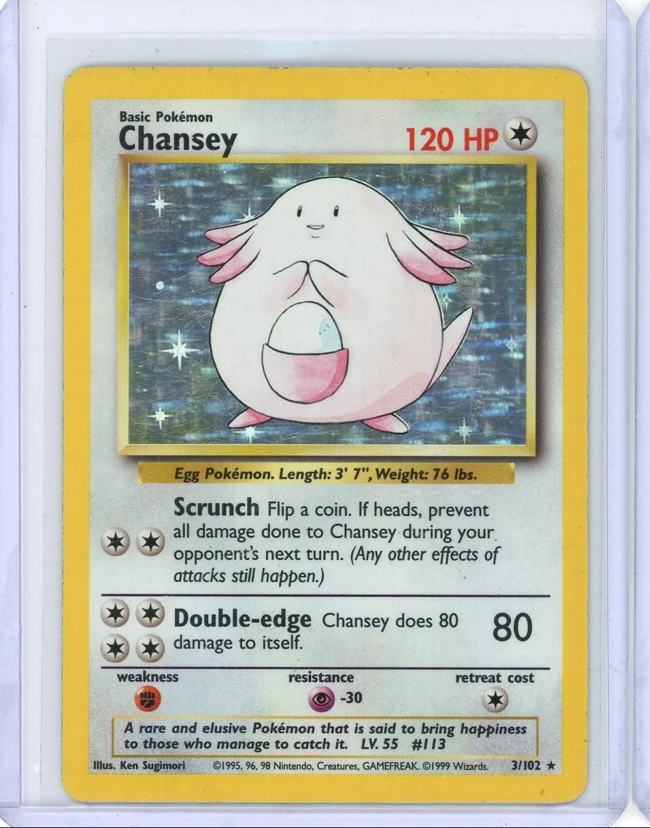 Chansey 1999 Pokémon Base Set Holo #3/102 LP/MP