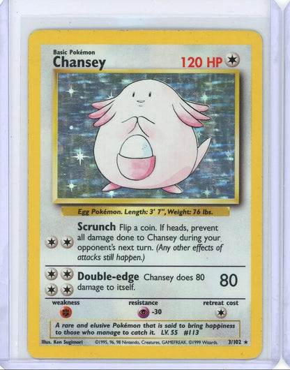 Chansey 1999 Pokémon Base Set Holo #3/102 LP/MP