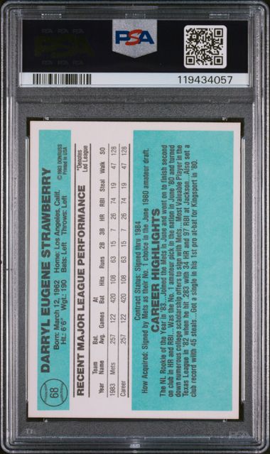 Darryl Strawberry 1984 Donruss #68 PSA 9