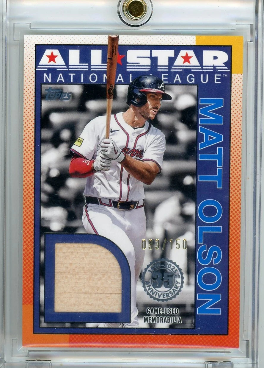 Matt Olson 2025 Topps Series 2 1990 35th Anniversary All Star Bat Relic Blue #'d 093/150