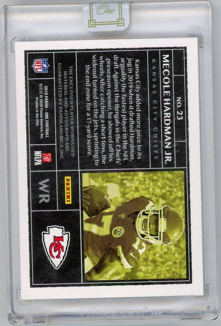 Mecole Hardman 2019 Panini One Rookie Patch Autographs Blue #'d 69/99