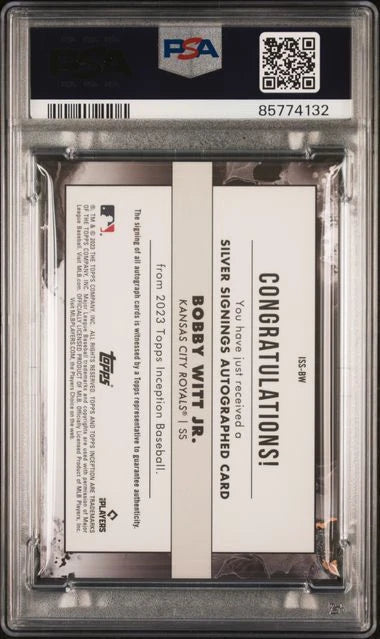 Bobby Witt Jr. 2023 Topps Inception Silver Signings auto #'d 93/99 PSA 9
