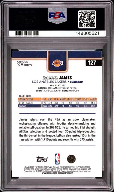 LeBron James 2025-26 Topps Chrome X-Fractor PSA 9