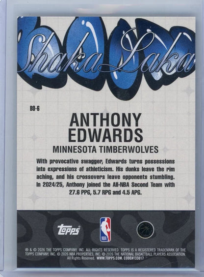 Anthony Edwards 2025-26 Topps Hoops Boom Shaka Laka SSP