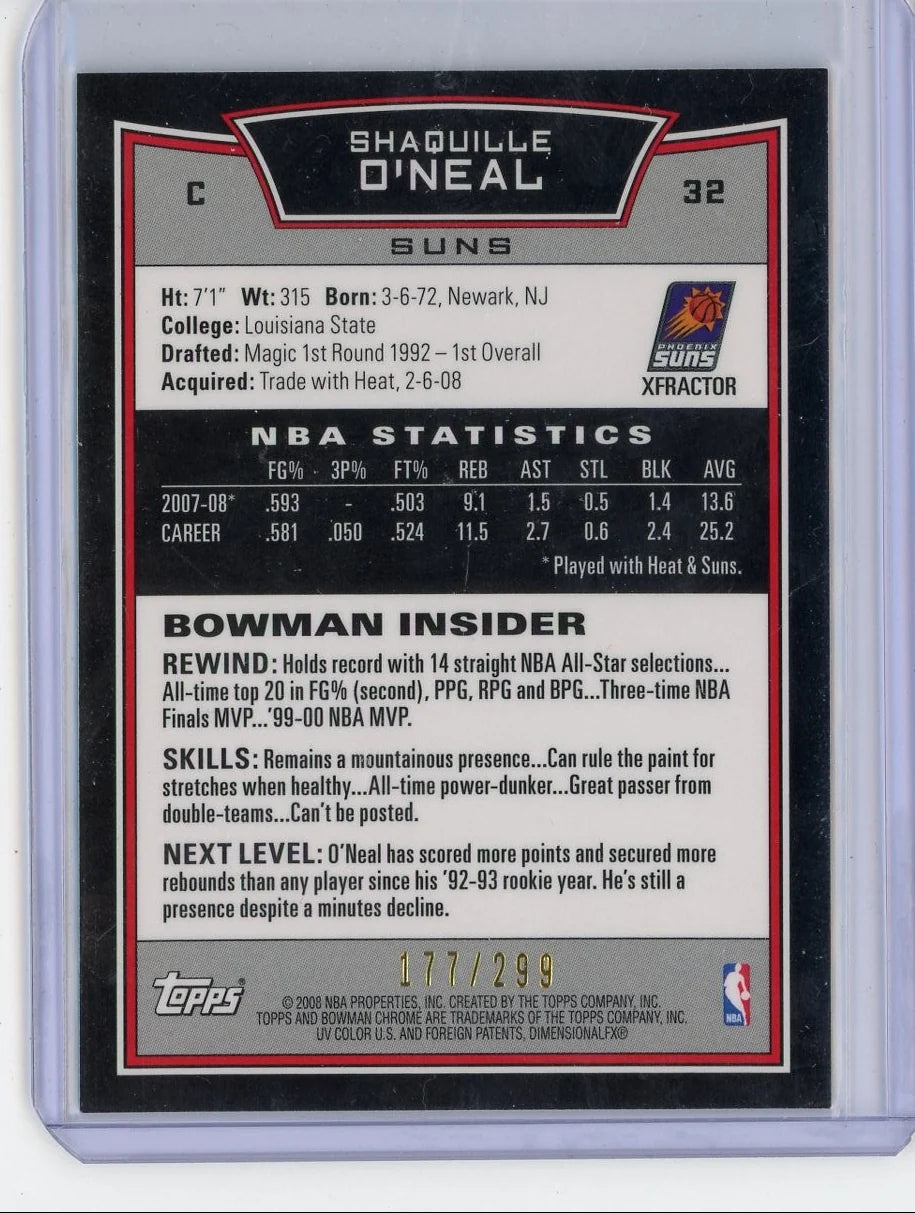 Shaquille O'Neal 2008 Bowman Chrome X-Fractor #'d 177/299