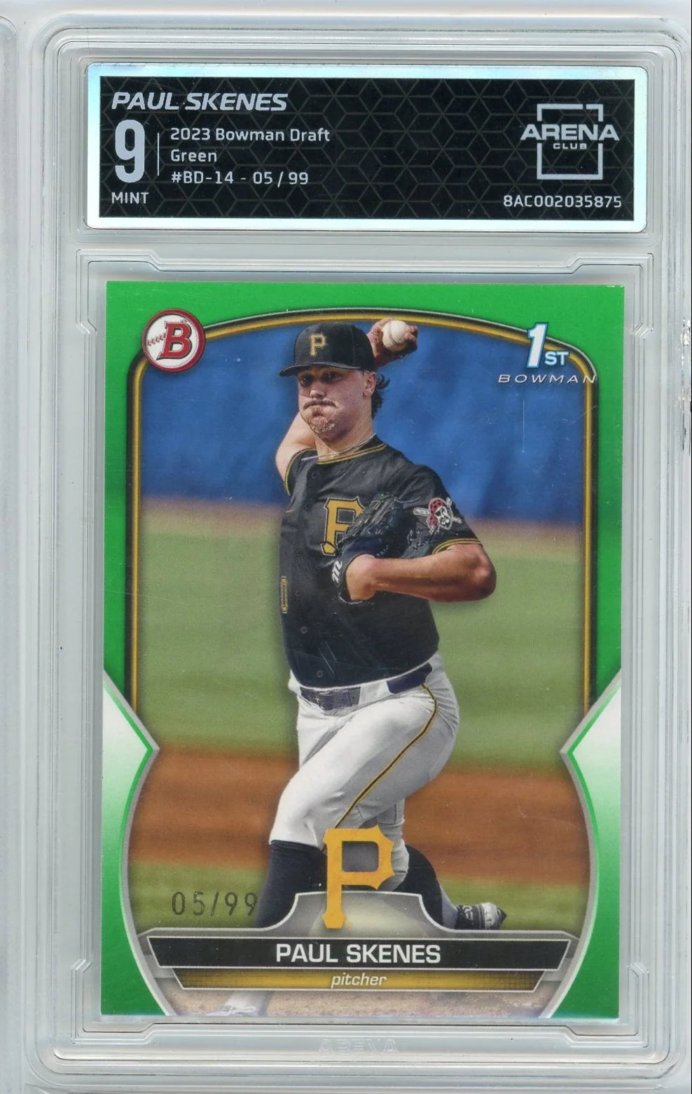 Paul Skenes 2023 Bowman Draft 1st Bowman Green #'d 05/99 Arena 9