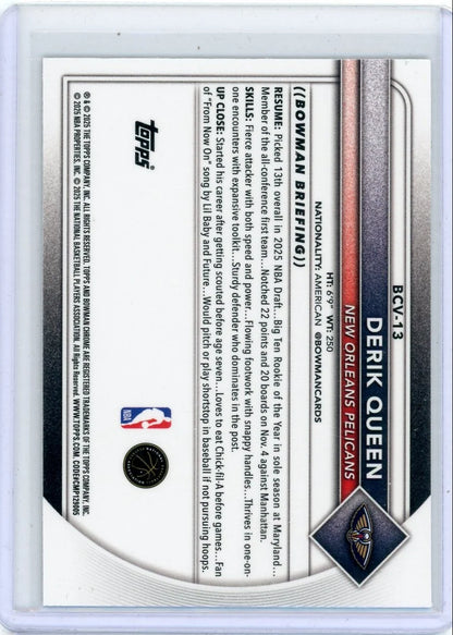 Derik Queen 2025-26 Bowman Chrome navy mojo ref. RC #'d 010/175