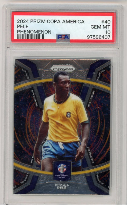 Pele 2024 Panini Prizm Copa America Phenomenon PSA 10