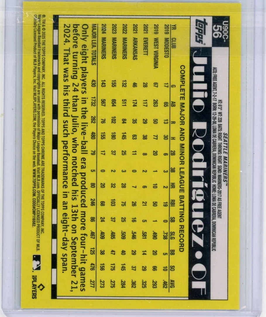 Julio Rodriguez 2025 Topps Chrome Silver Pack Orange ref. #'d 11/25