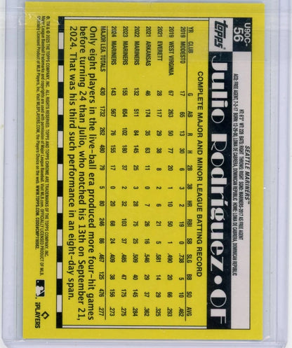 Julio Rodriguez 2025 Topps Chrome Silver Pack Orange ref. #'d 11/25