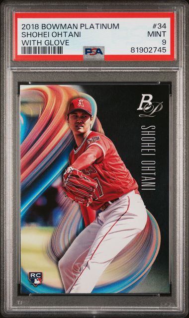 Shohei Ohtani 2018 Bowman Platinum With Glove #34 PSA 9