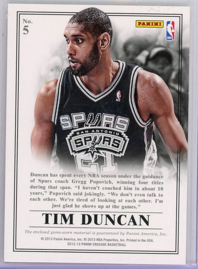 Tim Duncan 2012-13 Panini Crusade Majestic game-used relic