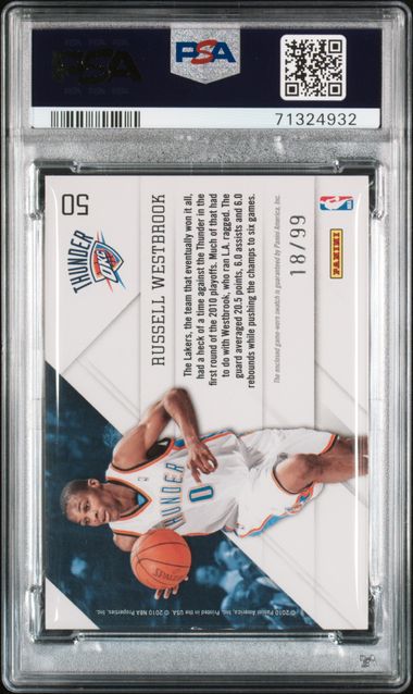 Russell Westbrook 2010 Panini Prestige Prestigious Pros Green Relic #'d 18/99 PSA 8