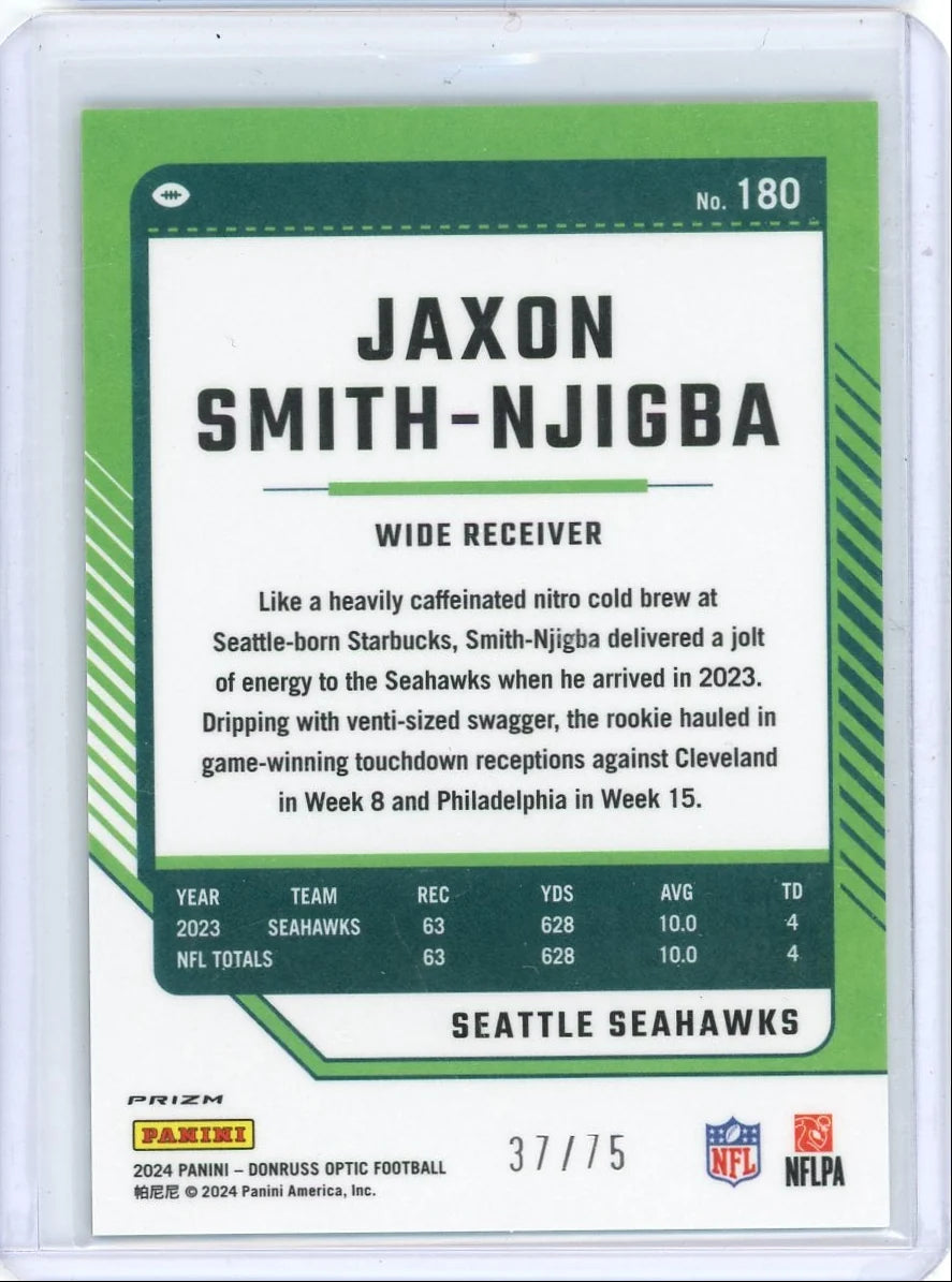 Jaxon Smith-Njigba 2024 Panini Donruss Optic Electricity prizm #'d 37/75