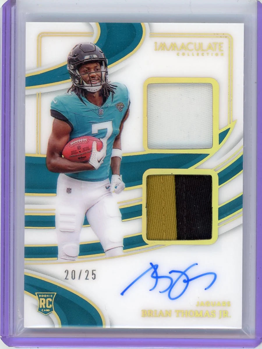 Brian Thomas Jr 2024 Panini Immaculate Collection Signature Patches Rookie #'d 20/25