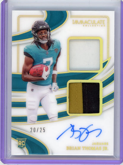 Brian Thomas Jr 2024 Panini Immaculate Collection Signature Patches Rookie #'d 20/25