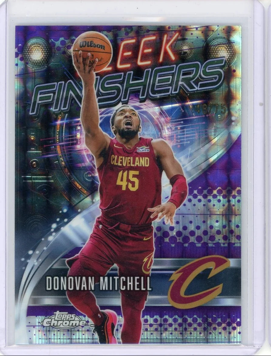 Donovan Mitchell 2025 Topps Chrome Basketball Sleek Finishers Purple Geo Refractor #'d 48/75