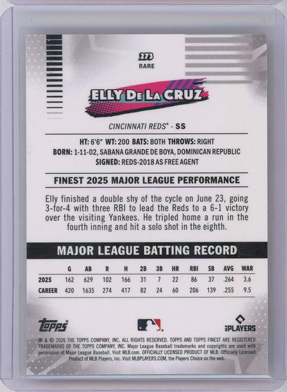 Elly De La Cruz 2026 Topps Finest Baseball Orange Geometric #'d 22/25