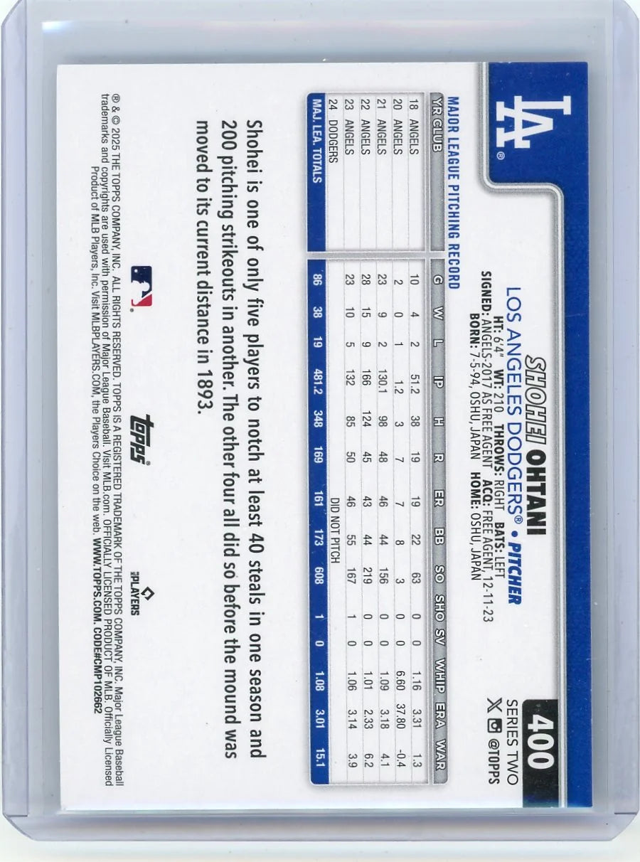 Shohei Ohtani 2025 Topps Series 2 Rainbow Foilboard
