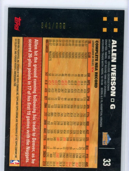 Allen Iverson 2007-08 Topps Chrome Refractor #'d 341/999