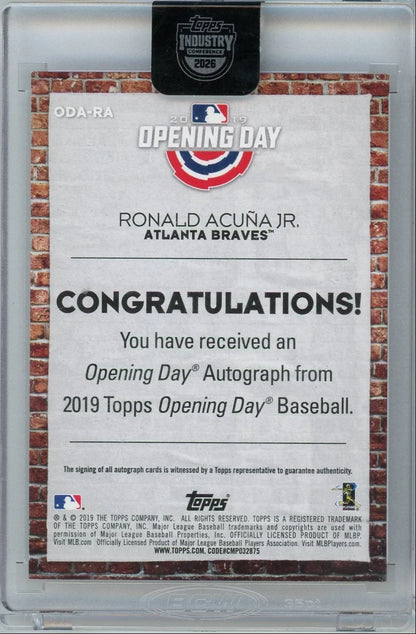 Ronald Acuna Jr. 2019 Topps Opening Day Autograph