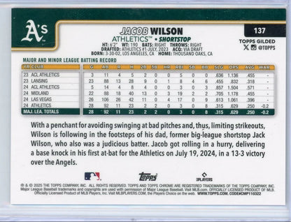 Jacob Wilson 2025 Topps Gilded #'d /5