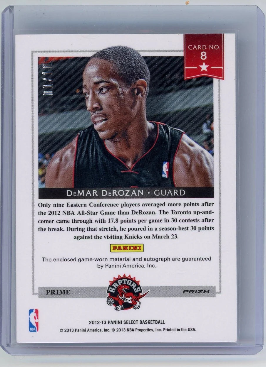 DeMar Derozan 2012-13 Panini Select Stars autograph relic gold prizm #'d 01/10
