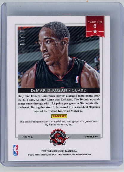 DeMar Derozan 2012-13 Panini Select Stars autograph relic gold prizm #'d 01/10