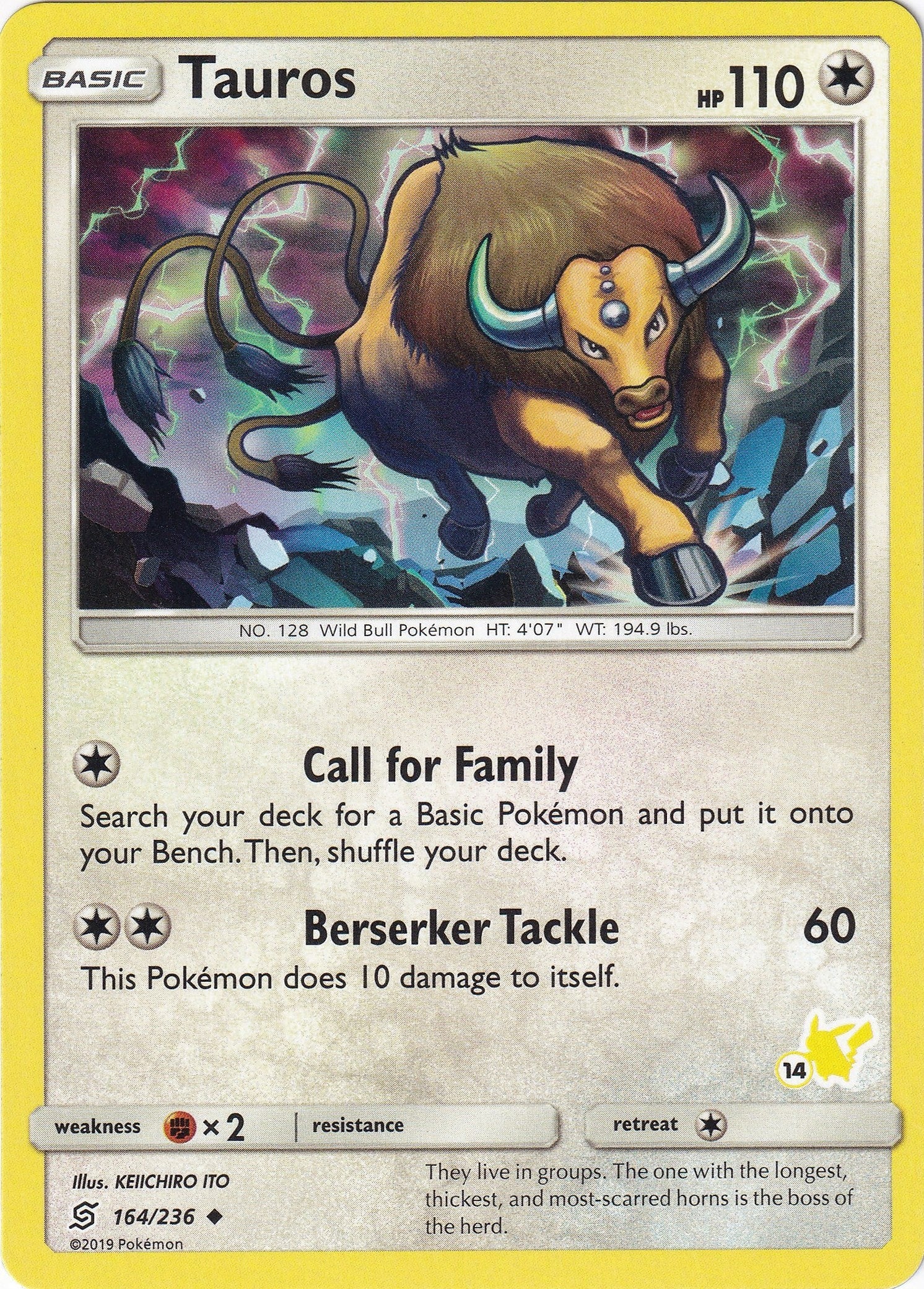 Tauros - 164/236 (#14 Pikachu Stamped) (164/236) (Battle Academy) (BTA)