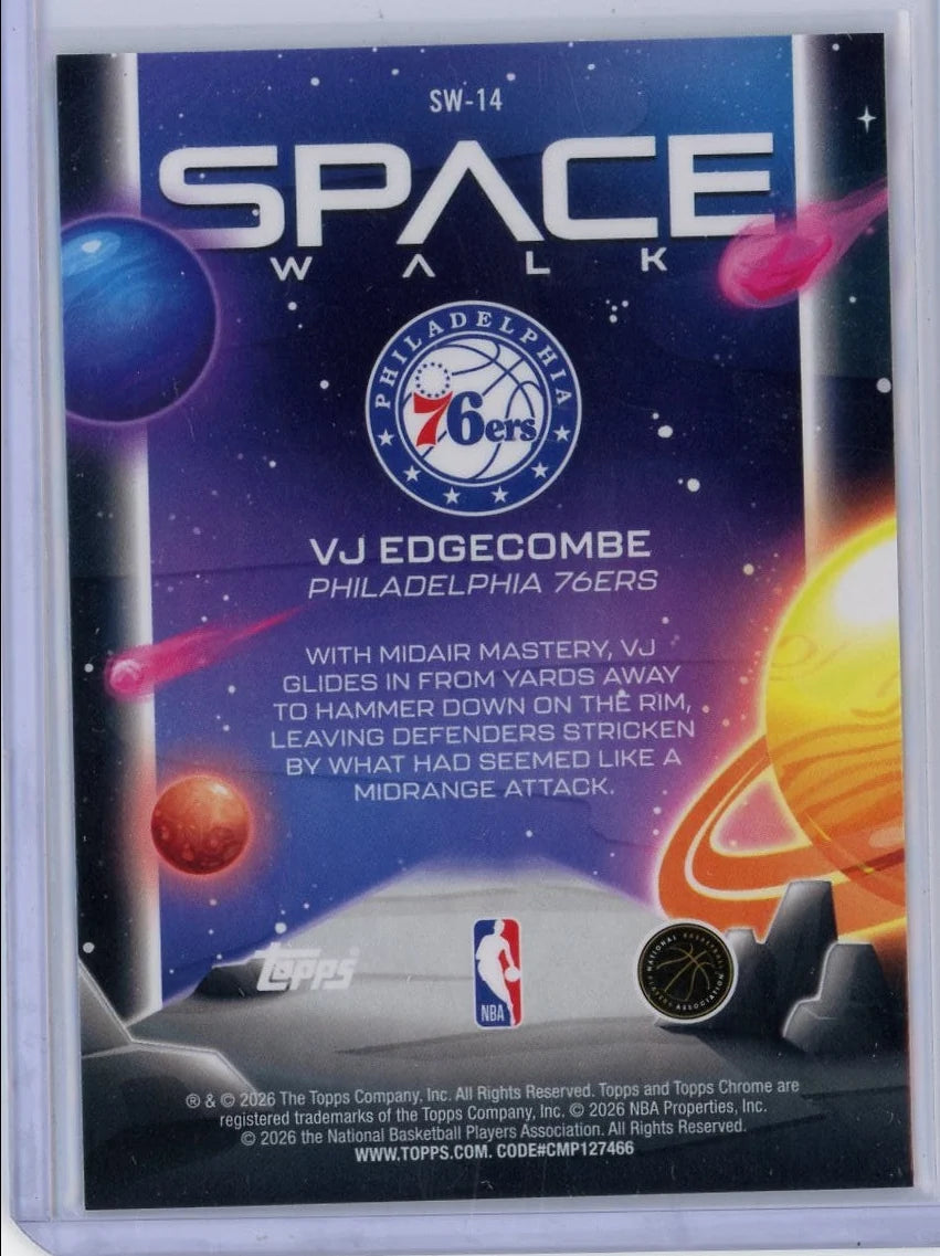 VJ Edgecombe 2026 Topps Chrome Space Walk Rookie Card #SW-14