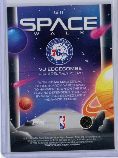 VJ Edgecombe 2026 Topps Chrome Space Walk Rookie Card #SW-14