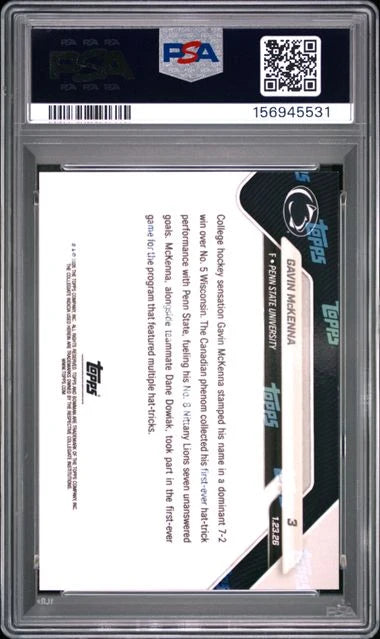 Gavin McKenna 2025 Bowman U Now 1st Hat-Trick Gold #'d 47/50 PSA 10