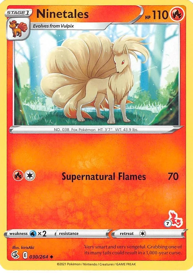 Ninetales - 030/264 (#7 Cinderace Stamped) (030/264) (Battle Academy 2022) (BA22)