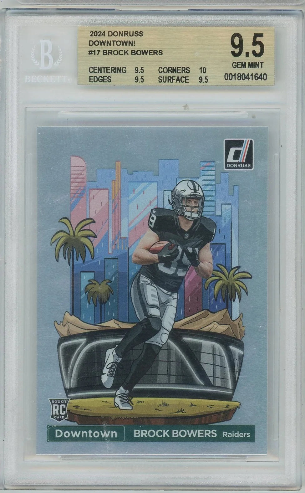 Brock Bowers 2024 Panini Donruss Downtown Rookie SSP BGS 9.5