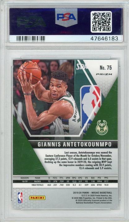 Giannis Antetokounmpo 2019 Panini Mosaic Reactive Orange PSA 10
