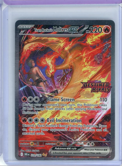 Team Rocket's Moltres ex Pokémon Destined Rivals Stamped Special Illustration Rare #229/182