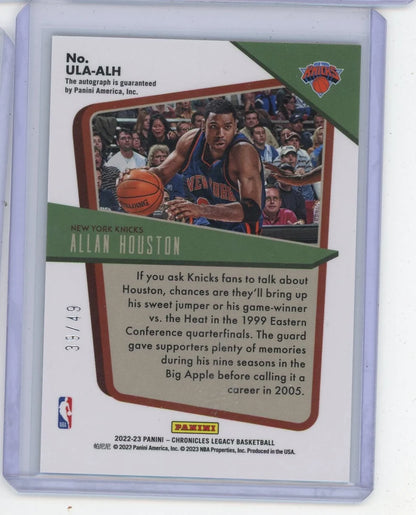 Allan Houston 2022 Panini Chronicles Legacy Basketball Under The Lights Autograph #'d 39/49