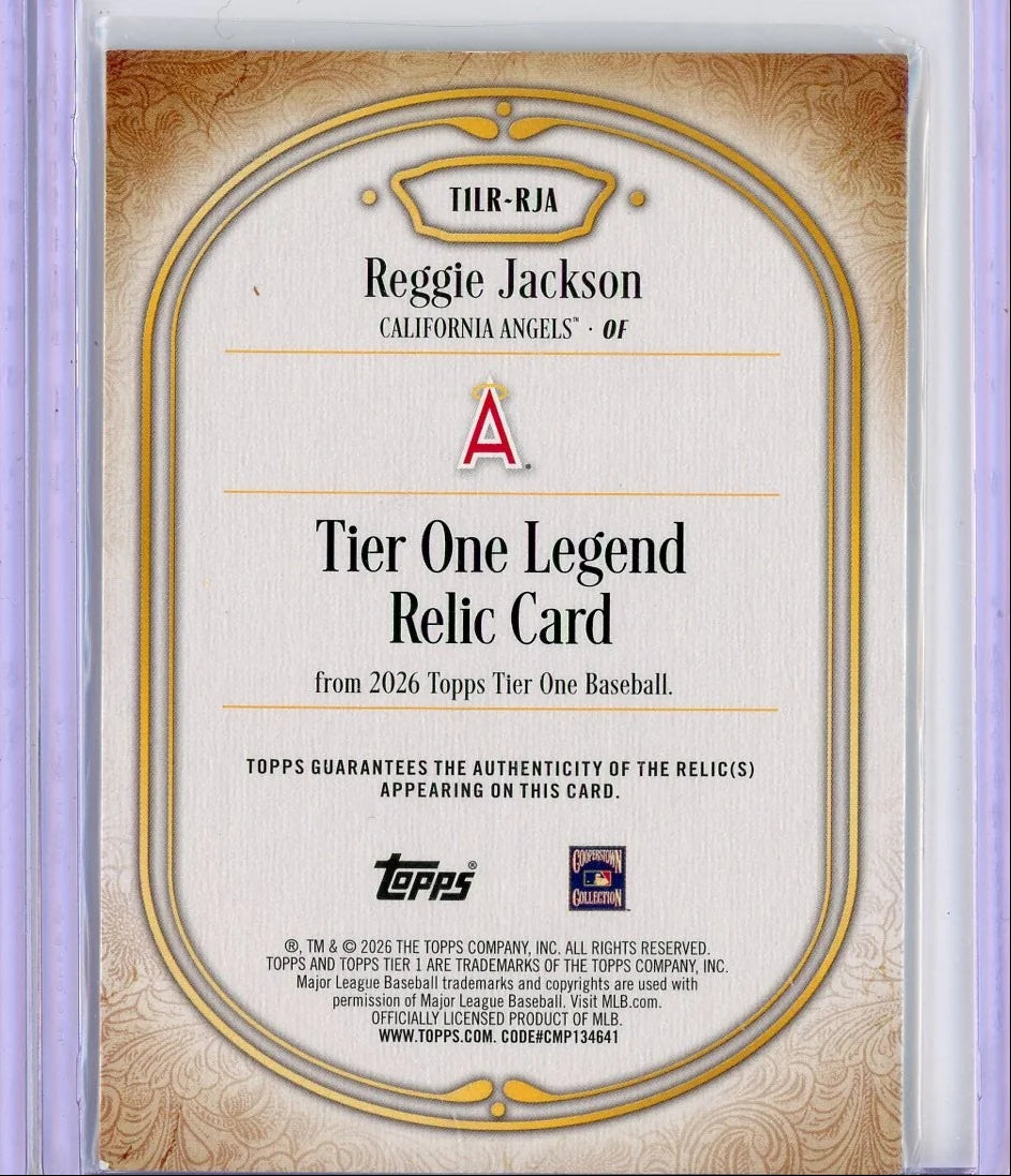 Reggie Jackson 2026 Topps Tier One Legend Relic #T1LR-RJA #'d /199