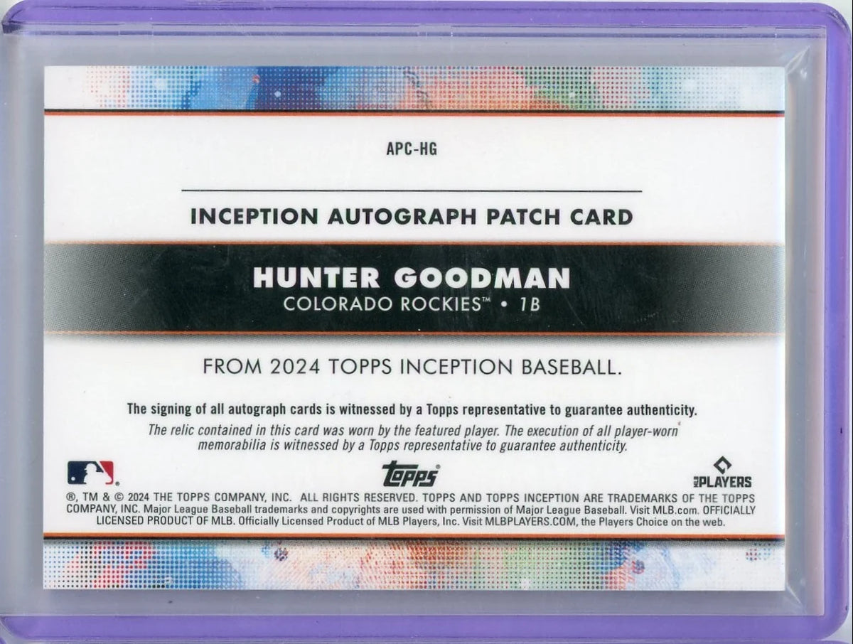 Hunter Goodman 2024 Topps Inception RPA #'d 161/200
